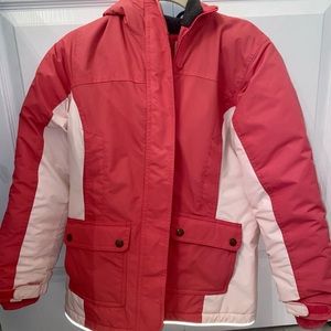 Lands End Girls Winter Coat Jacket Hooded Zip Pink